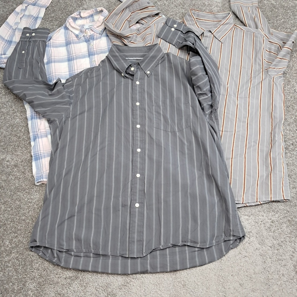 Sonoma Mens Long Sleeve Button Down Shirts Lot of 3 Cotton Plaid Striped Large
